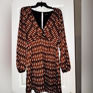 Versona Black and Orange Long Sleeve Dress